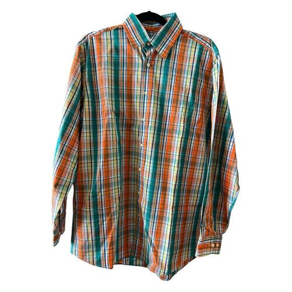 Etro Milano Size 40 Button Down Shirt Multi Color Striped Orange - Picture 2 of 5